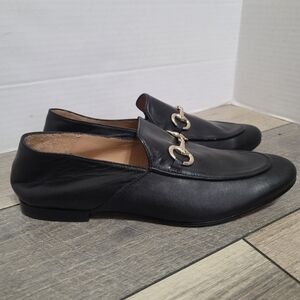 Elegant Black Loafers with Gold Detail